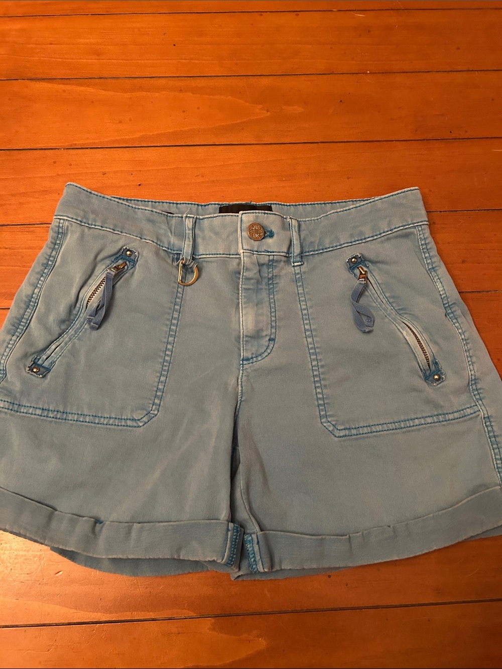 White House Black Market Pret-a-Play Utility Shorts Size 2 Blue Mid-Rise